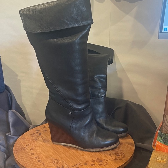 UGG Shoes - UGG Ravenna Black Over the Knee Wedge Boots size 8